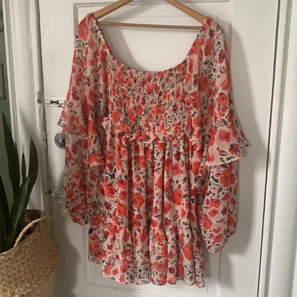 MISA Los Angeles Asra Red Floral Puff Sleeve Dress | US S - Picture 11 of 12